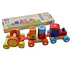 Trenuleț din lemn de construit cu cuburi  - imagine 7