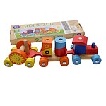 Trenuleț din lemn de construit cu cuburi 