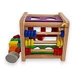 Cub din lemn 2 în 1: sortator de forme geometrice și numărătoare - imagine 3
