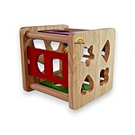Cub din lemn 2 în 1: sortator de forme geometrice și numărătoare - imagine 5
