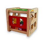 Cub din lemn 2 în 1: sortator de forme geometrice și numărătoare - imagine 8