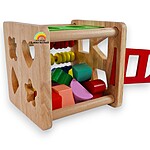 Cub din lemn 2 în 1: sortator de forme geometrice și numărătoare - imagine 9