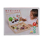 Tăbliță magnetică din lemn pentru scris și desenat, cu piese de puzzle și fundal colorat - Ferma Veselă - imagine 6