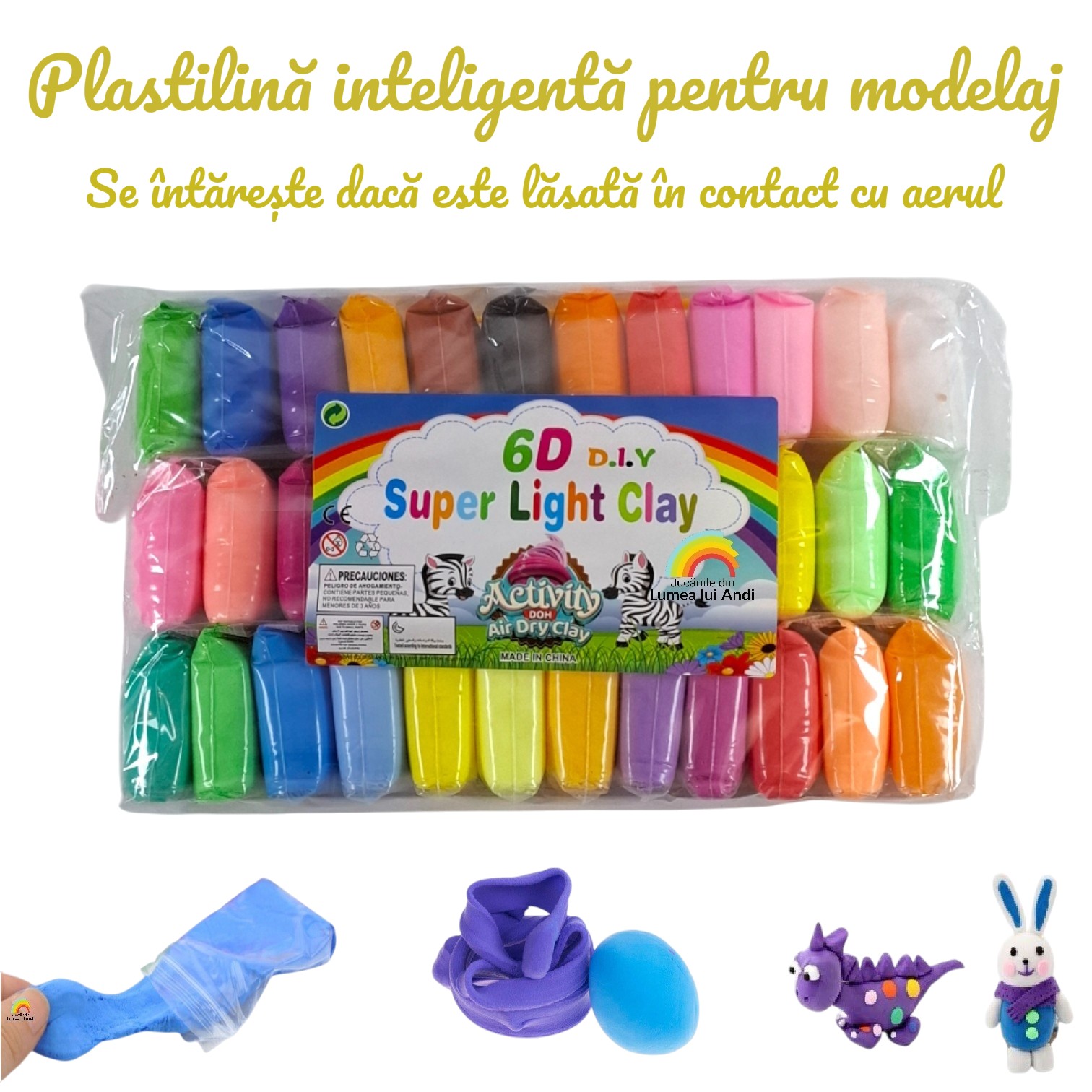 IMAGINE PRINCIPALA PLASTILINA cu text Set de plastilină inteligentă Clay pentru modelaj, cu 36 de culori - imagine 1