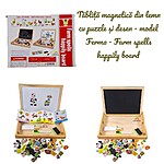 Tăbliță magnetică din lemn cu puzzle și desen - model  Ferma - Farm spells happily board