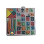 Joc din lemn cu cifre, semne aritmetice, bețișoare și tangram - imagine 5