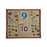 Joc de asociere din lemn tip puzzle din 3 piese, cu cifre și mulțimi