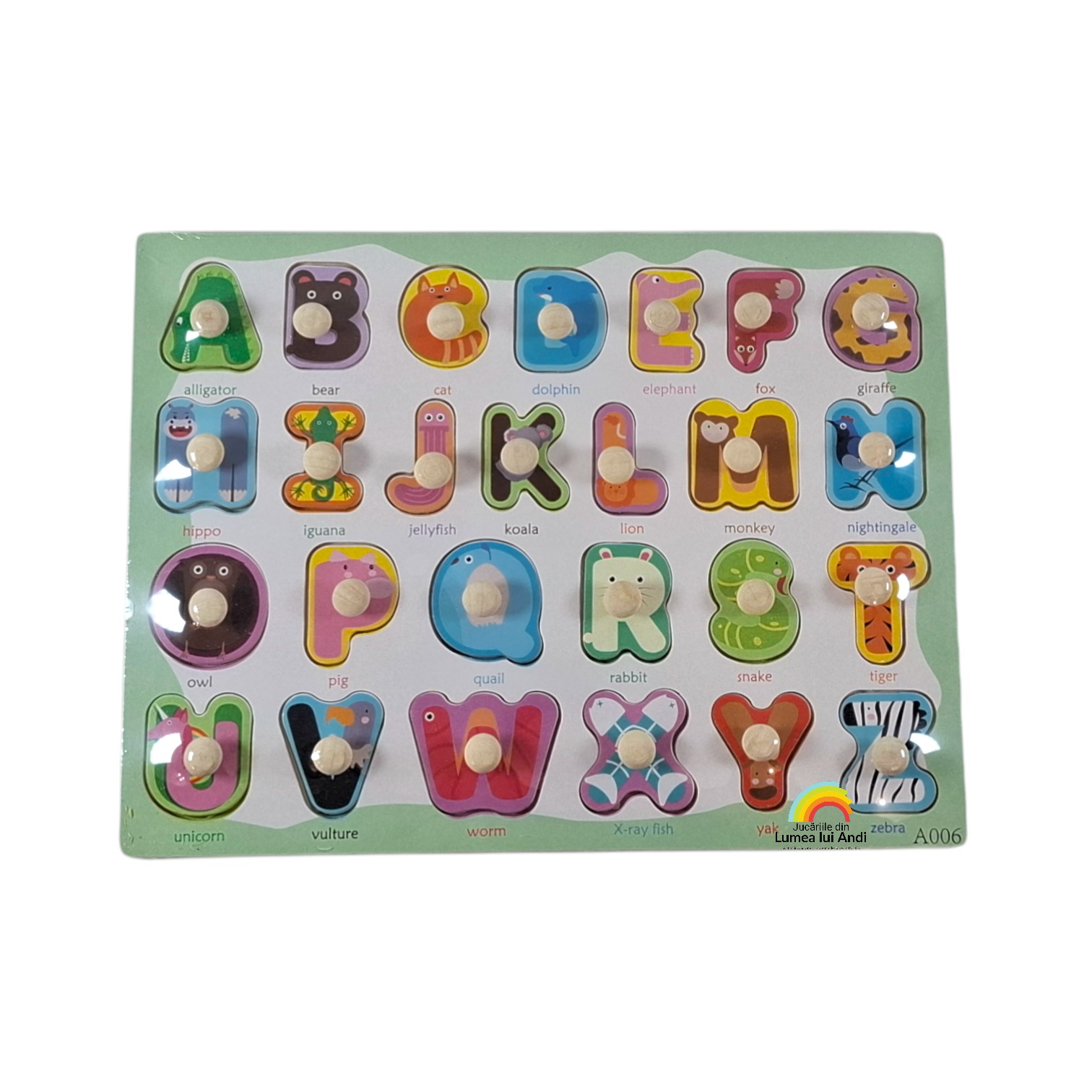 20260219_165416 Puzzle încastru cu litere mari - model cu animale - imagine 1