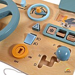 Planșă de activități Montessori Busy Board cu volan, oglindă și claxon - imagine 9