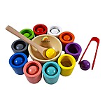 Joc Montessori de sortare și clasificare bile din lemn după culoare - imagine 2