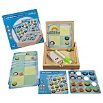 Joc de logică și memorie Mini Sudoku magnetic cu fenomene atmosferice (stările vremii), nivel 2 pentru 4-6 ani (cu tăbliță albă magnetică și tăbliță pentru cretă)