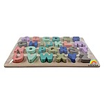 Puzzle încastru 3D din lemn cu litere mari, culori pastel - imagine 2