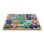 Puzzle încastru 3D din lemn cu numere și operații matematice, culori pastel - imagine 2