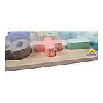 Puzzle încastru 3D din lemn cu numere și operații matematice, culori pastel - imagine 3