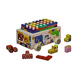 Joc educativ multifuncțional sortator de forme geometrice pe coloane cu cartonașe și sortator de forme geometrice animale, 18 luni+