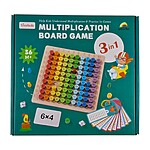 Joc educativ din lemn 3 în 1, Tabla înmulțirii cu pioni, cartonașe și zaruri, Multiplication Board Game - imagine 5