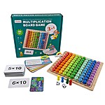 Joc educativ din lemn 3 în 1, Tabla înmulțirii cu pioni, cartonașe și zaruri, Multiplication Board Game - imagine 7