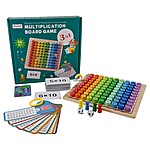 Joc educativ din lemn 3 în 1, Tabla înmulțirii cu pioni, cartonașe și zaruri, Multiplication Board Game - imagine 8