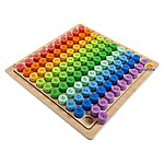 Joc educativ din lemn 3 în 1, Tabla înmulțirii cu pioni, cartonașe și zaruri, Multiplication Board Game - imagine 2