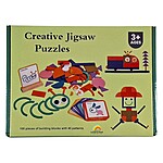 Joc creativ din lemn cu piese de tip tangram, bețe și cartonașe cu modele, 100 piese - imagine 6