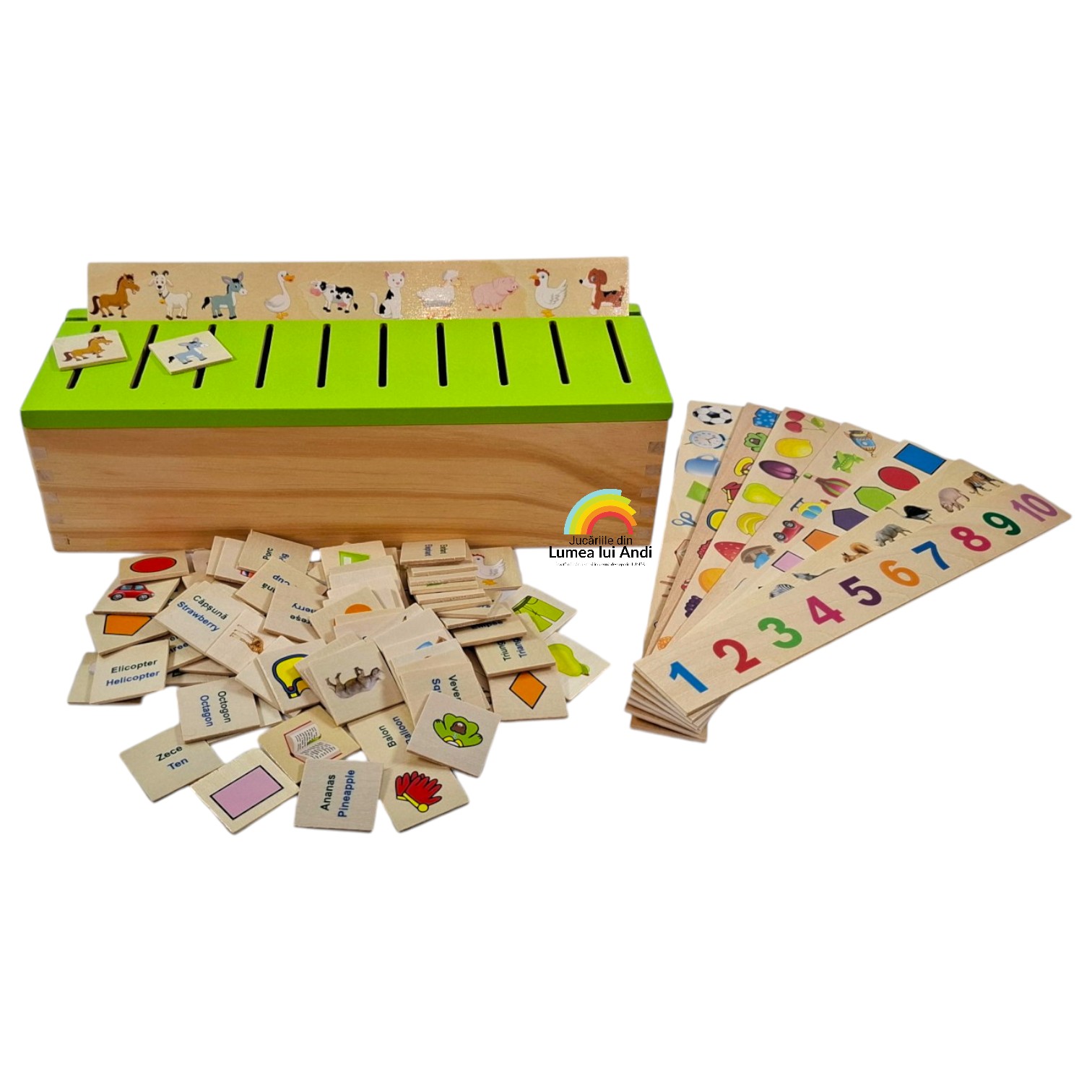 20260429_191340 Joc Montessori din lemn de clasificare, sortare și asociere în limba romană - imagine 1