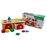 Joc Montessori din lemn de tipul cutia permanenței cu sertare, pentru sortare și clasificare forme și culori - imagine 3