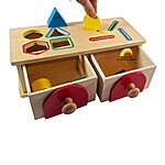 Joc Montessori din lemn de tipul cutia permanenței cu sertare, pentru sortare și clasificare forme și culori - imagine 4