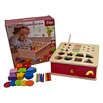 Joc Montessori de sortare, clasificare și pescuit, cu forme geometrice, bile, jetoane, bețe și viermișori - imagine 3