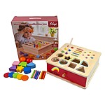 Joc Montessori de sortare, clasificare și pescuit, cu forme geometrice, bile, jetoane, bețe și viermișori - imagine 5