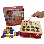 Joc Montessori de sortare, clasificare și pescuit, cu forme geometrice, bile, jetoane, bețe și viermișori - imagine 8