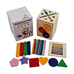 Joc educativ multifuncțional din lemn. Joc de sortare și clasificare forme și culori, cu bețișoare colorate, forme și rotițe rotative, 1-3 ani - imagine 6