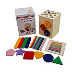 Joc educativ multifuncțional din lemn. Joc de sortare și clasificare forme și culori, cu bețișoare colorate, forme și rotițe rotative, 1-3 ani - imagine 10