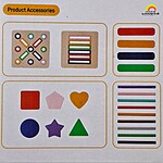 Joc educativ multifuncțional din lemn. Joc de sortare și clasificare forme și culori, cu bețișoare colorate, forme și rotițe rotative, 1-3 ani - imagine 5