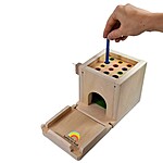 Cub educativ Montessori 5 în 1 din lemn cu morcovi, sortator de forme, monede, bețe colorate și bile - imagine 7