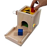 Cub educativ Montessori 5 în 1 din lemn cu morcovi, sortator de forme, monede, bețe colorate și bile - imagine 5