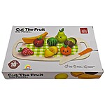 Set din lemn cu fructe magnetice, tocător și cuțit - imagine 2