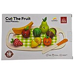 Set din lemn cu fructe magnetice, tocător și cuțit - imagine 3