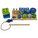 Joc Montessori 2 în 1, sortator de forme geometrice și joc de pescuit - imagine 5