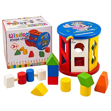 Cilindru sortator de forme geometrice, din lemn