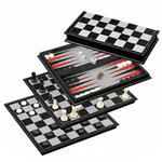 Joc de societate magnetic 3 în 1: Șah, Table și Dame, 62 piese, 32 cm