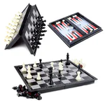 Joc de societate magnetic 3 în 1: Șah, Table și Dame, 62 piese, 32 cm - imagine 2